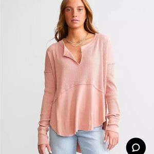 Free People Pink Long Sleeve Top